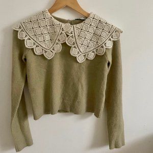 Zara Crochet Collar Crop Sweater